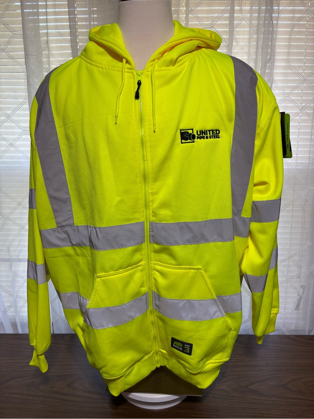 Berne 3X Hi-Vi Class 3 Lined Safety Full Zip Reflective Hoodie NWT 31 p2p 32L